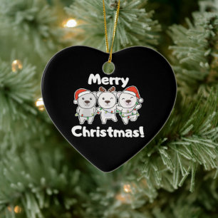 Polar Bear Christmas Animals Polar Bears Merry Ceramic Tree Decoration