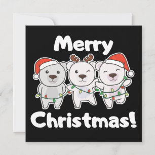 Polar Bear Christmas Animals Polar Bears Merry Inv Invitation