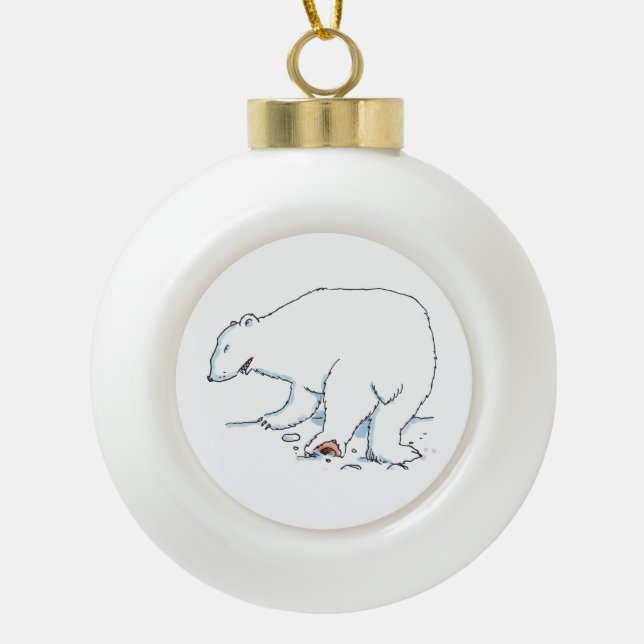 Polar Bear Christmas ball Ceramic Ball Christmas Ornament (Front)