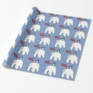 Polar Bear Christmas blue Wrapping Paper