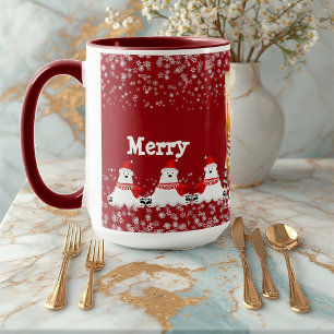 Polar Bear Christmas Candle Tree Winter Snowflake  Mug