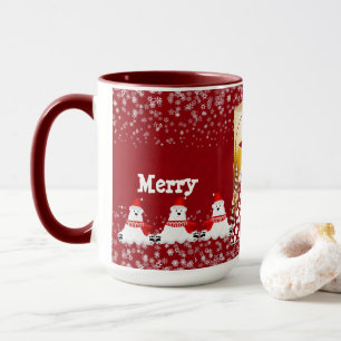 Polar Bear Christmas Candle Tree Winter Snowflake  Mug