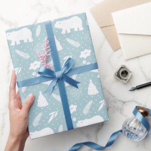 Polar Bear Christmas Foliage Wrapping Paper