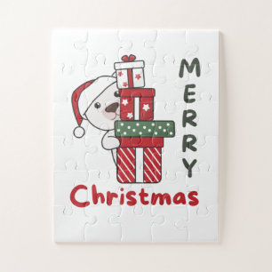 Polar Bear Christmas Gift Winter Animals Polar Jigsaw Puzzle