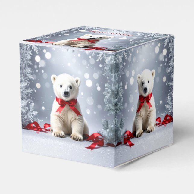 Polar Bear Christmas Holiday Favour Box (Front Side)
