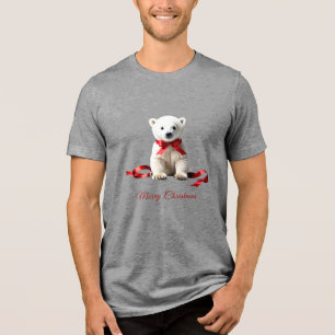Polar Bear Christmas Holiday Men's T-Shirt Tri-Blend Shirt