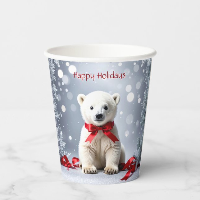 Polar Bear Christmas Holiday Paper Cups (Back)