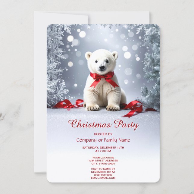 Polar Bear Christmas Holiday Party Invitation (Front)