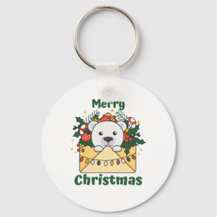 Polar Bear Christmas Letter Winter Animals Polar Key Ring
