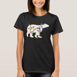 Polar Bear Christmas Lights Santa Hat Xmas T-Shirt