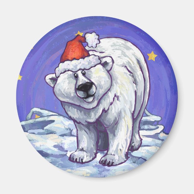 Polar Bear Christmas Magnet (Front)
