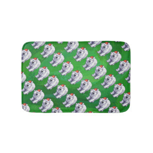 Polar Bear Christmas On Green Bath Mat