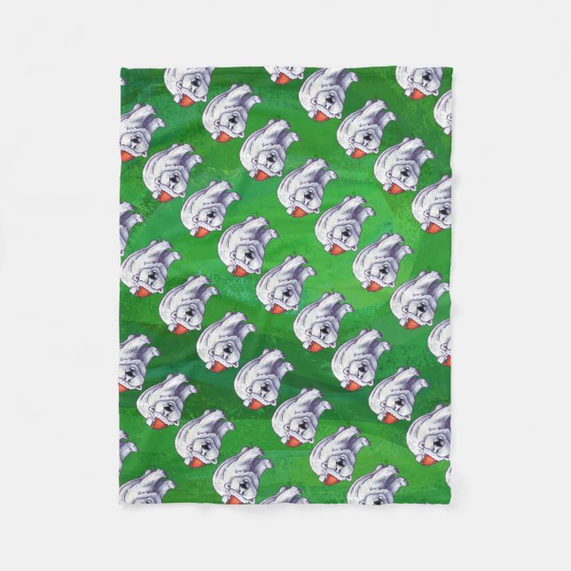 Polar Bear Christmas On Green Fleece Blanket (Front)