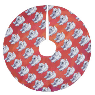 Polar Bear Christmas On Red Brushed Polyester Tree Skirt