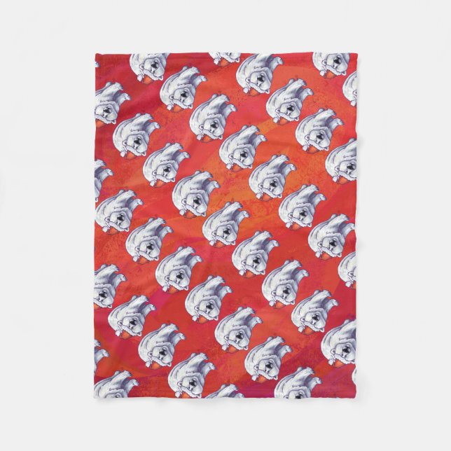 Polar Bear Christmas On Red Fleece Blanket (Front)
