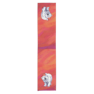 Polar Bear Christmas On Red Short Table Runner