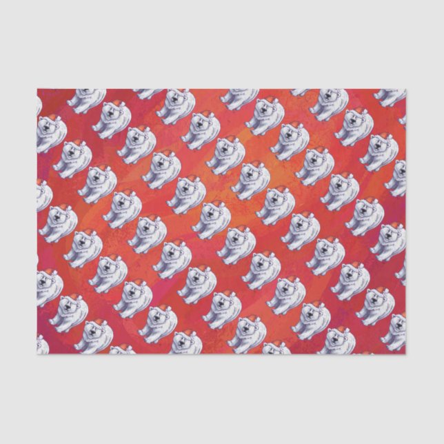 Polar Bear Christmas On Red Tissue Paper (Front)