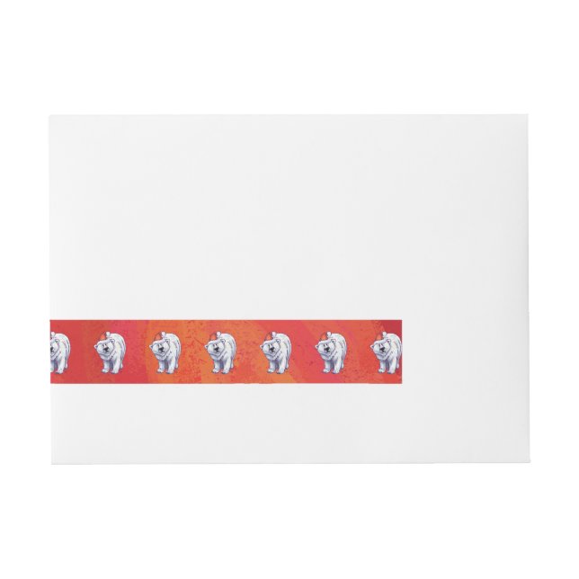 Polar Bear Christmas On Red Wraparound Address Label (Front)