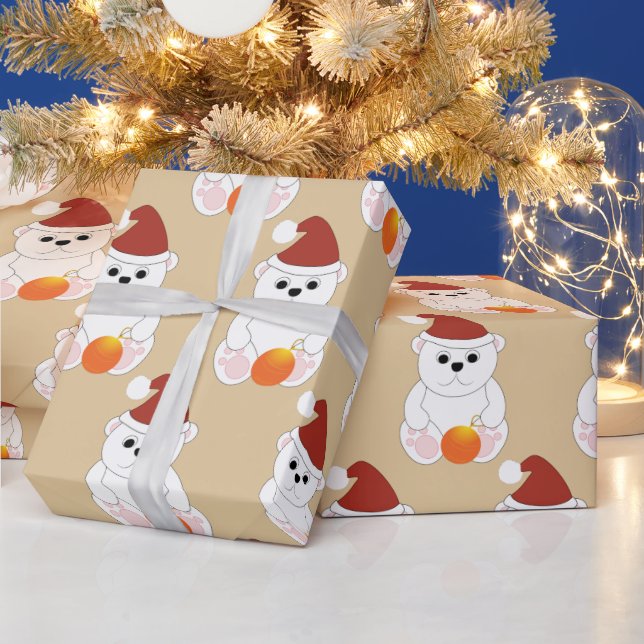 Polar bear Christmas ornament pattern Wrapping Paper (Holidays)