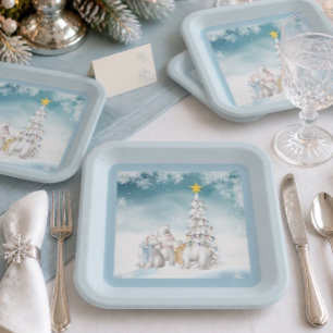 Polar Bear Christmas Paper Plates
