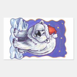 Polar Bear Christmas Rectangular Sticker