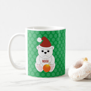 Polar bear Christmas Santa hat Personalise Coffee Mug