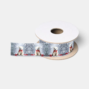 Polar Bear Christmas Satin Ribbon