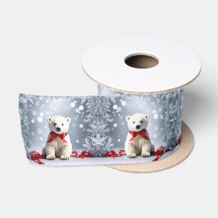 Polar Bear Christmas Satin Ribbon