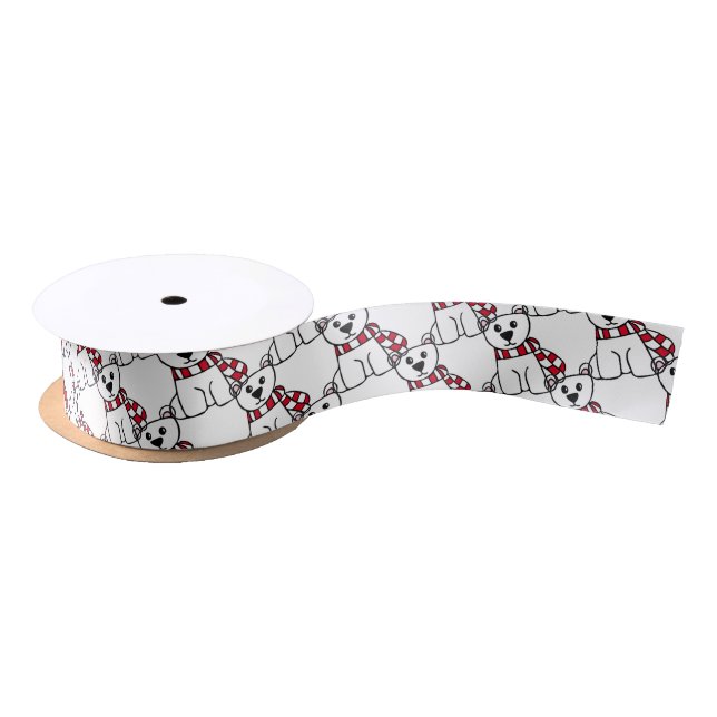 Polar Bear Christmas Satin Ribbon (Spool)