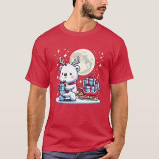 Polar Bear Christmas Sleigh Presents Christmas fun T-Shirt