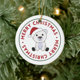 Polar Bear Christmas Snow Winter Animals Polar Cer Ceramic Tree Decoration