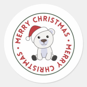 Polar Bear Christmas Snow Winter Animals Polar Cla Classic Round Sticker