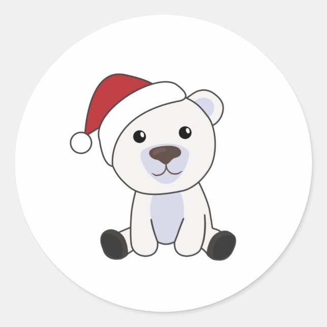 Polar Bear Christmas Snow Winter Animals Polar Classic Round Sticker (Front)