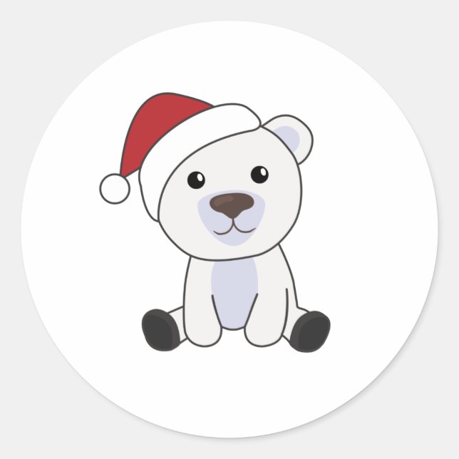 Polar Bear Christmas Snow Winter Animals Polar Classic Round Sticker (Front)