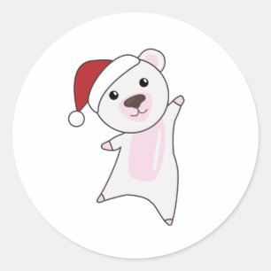 Polar Bear Christmas Snow Winter Animals Polar Classic Round Sticker