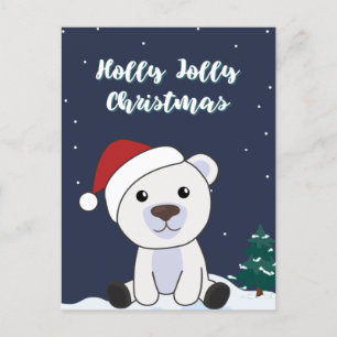 Polar Bear Christmas Snow Winter Animals Polar Hol Holiday Postcard