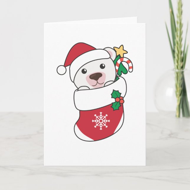 Polar Bear Christmas Snow Winter Animals Polar Holiday Card (Front)