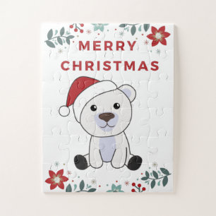 Polar Bear Christmas Snow Winter Animals Polar Jigsaw Puzzle