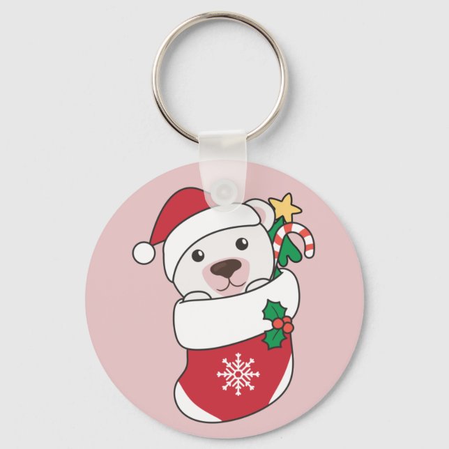 Polar Bear Christmas Snow Winter Animals Polar Key Ring (Front)