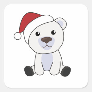 Polar Bear Christmas Snow Winter Animals Polar Square Sticker