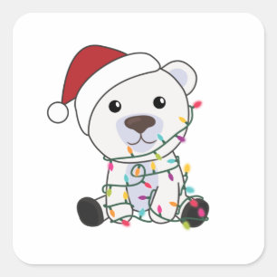 Polar Bear Christmas Snow Winter Animals Polar Square Sticker