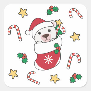 Polar Bear Christmas Snow Winter Animals Polar Square Sticker