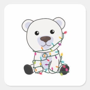 Polar Bear Christmas Snow Winter Animals Polar Square Sticker