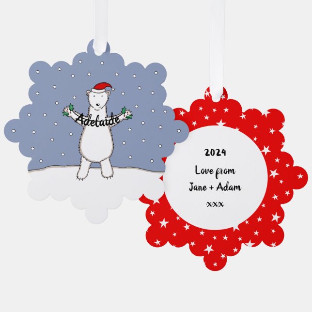 Polar Bear Christmas Tree Decoration Card (Front/Back)
