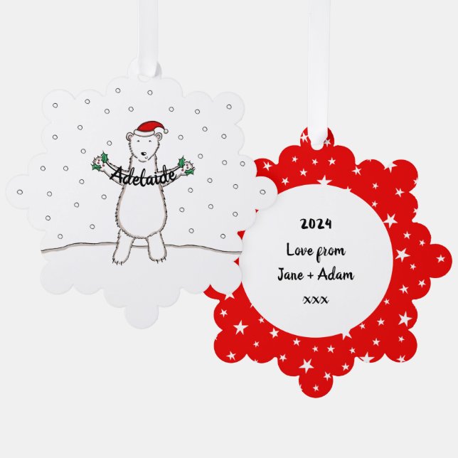 Polar Bear Christmas Tree Decoration Card (Front/Back)