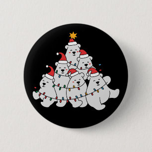 Polar Bear Christmas Tree Funny Animal Bears 6 Cm Round Badge