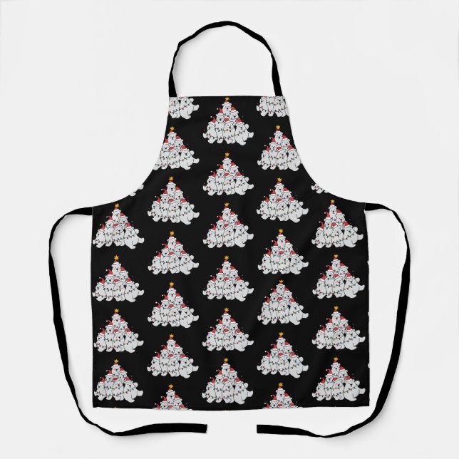 Polar Bear Christmas Tree Funny Animal Bears Apron (Front)
