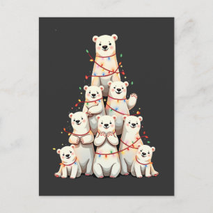 Polar Bear Christmas Tree Merry Christmas Xmas  Announcement Postcard