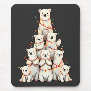 Polar Bear Christmas Tree Merry Christmas Xmas Mouse Mat