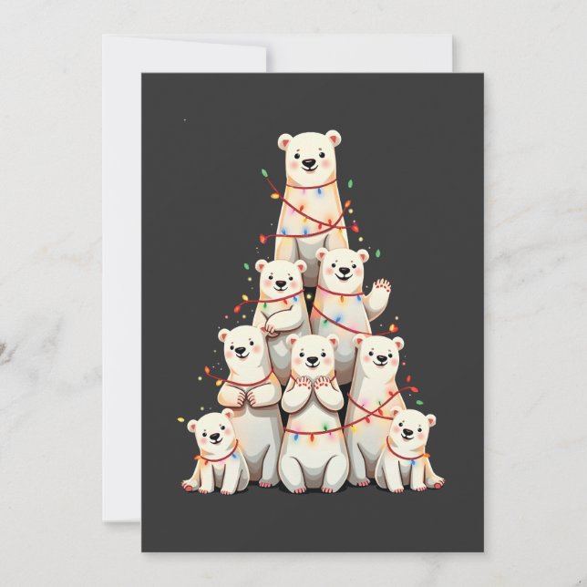 Polar Bear Christmas Tree Merry Christmas Xmas  Save The Date (Front)